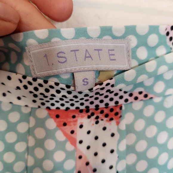 1 State Mini Skirt Polka Dot Print Side Zip Multi Color Sz S - Picture 5 of 12